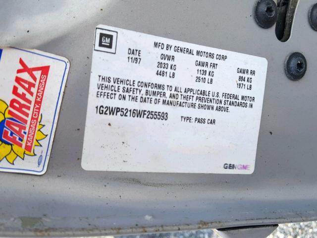 1G2WP5216WF255593 - 1998 PONTIAC GRAND PRIX GRAY photo 10