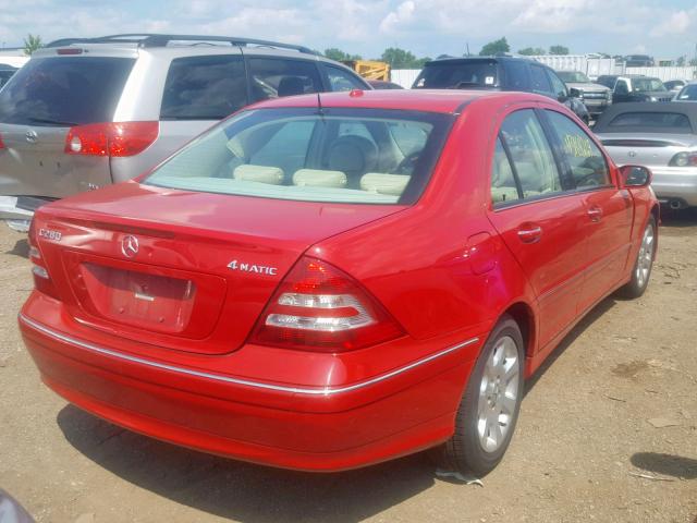 WDBRF92H26F781170 - 2006 MERCEDES-BENZ C 280 4MAT RED photo 4