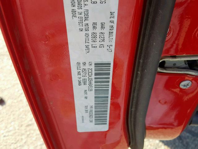 2C3CDXJG5HH645129 - 2017 DODGE CHARGER SX RED photo 10