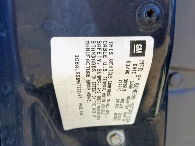 1G8AL55B96Z171797 - 2006 SATURN ION LEVEL BLUE photo 10