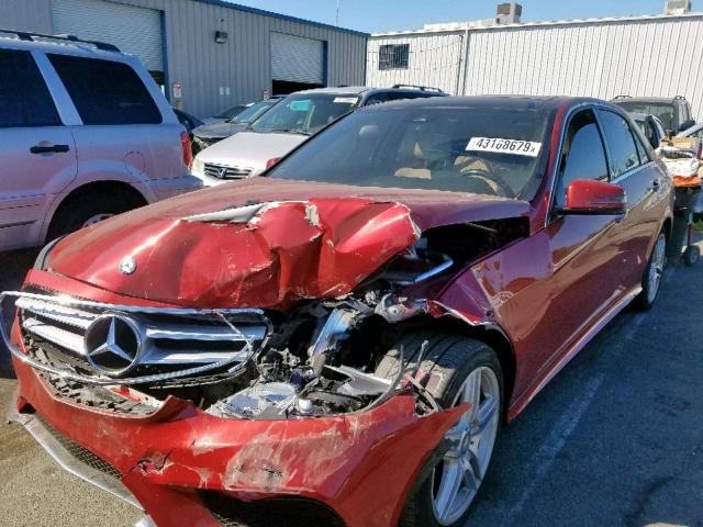 WDDHF5KB5EB020310 - 2014 MERCEDES-BENZ E 350 RED photo 2