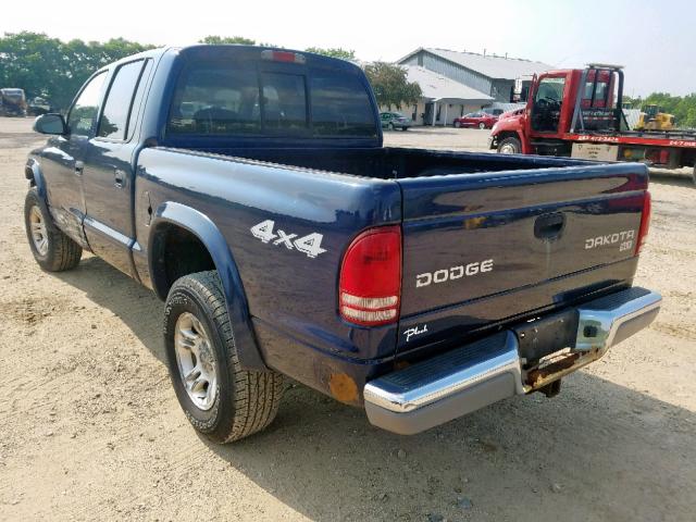 1D7HG48N44S773785 - 2004 DODGE DAKOTA QUA BLUE photo 3