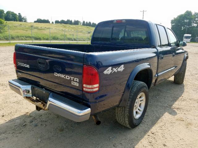 1D7HG48N44S773785 - 2004 DODGE DAKOTA QUA BLUE photo 4