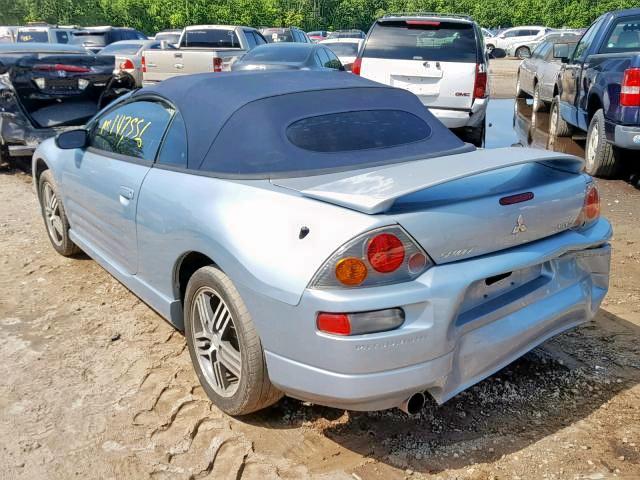 4A3AE75H24E066536 - 2004 MITSUBISHI ECLIPSE SP BLUE photo 3