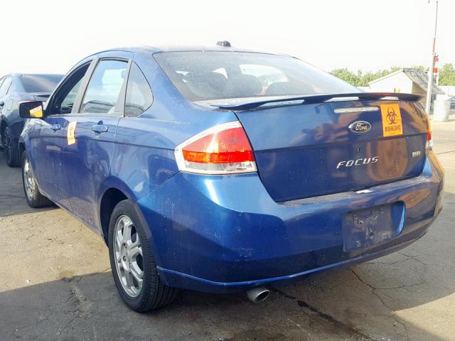 1FAHP36NX9W262580 - 2009 FORD FOCUS SES BLUE photo 3