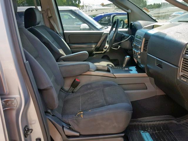 5N1AA08A55N740101 - 2005 NISSAN ARMADA SE SILVER photo 5