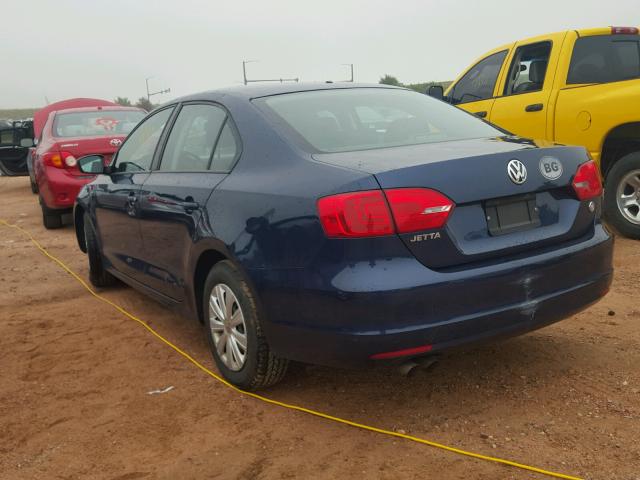 3VW2K7AJ4DM224052 - 2013 VOLKSWAGEN JETTA BASE Կապույտ լուսանկար 3
