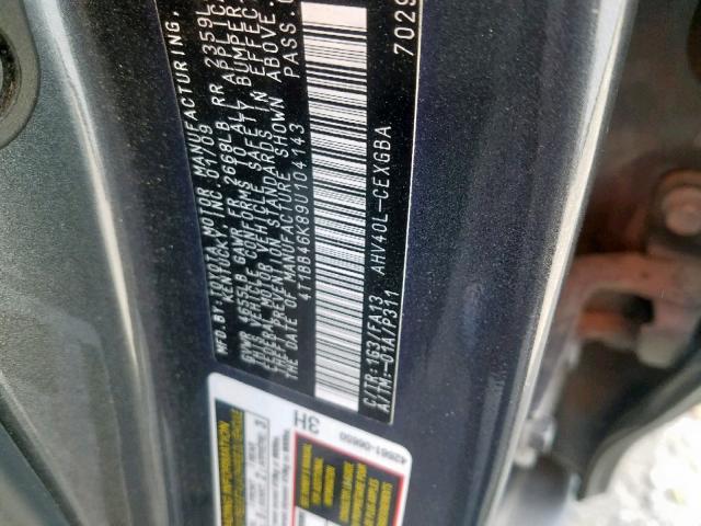 4T1BB46K89U104143 - 2009 TOYOTA CAMRY HYBR GRAY photo 10