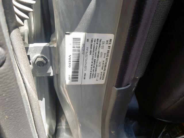 YV1SJ527562543073 - 2006 VOLVO V70 R SILVER photo 10