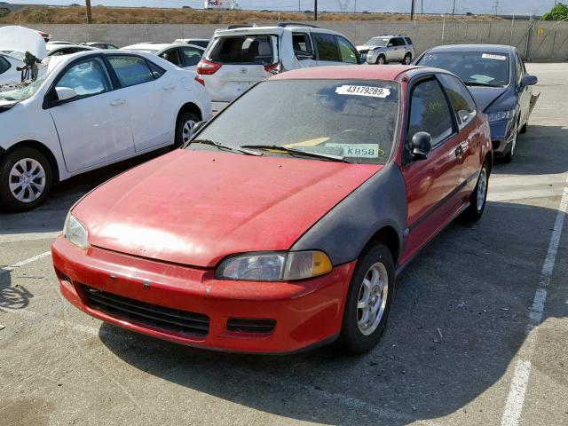 2HGEH2459NH525465 - 1992 HONDA CIVIC DX RED photo 2