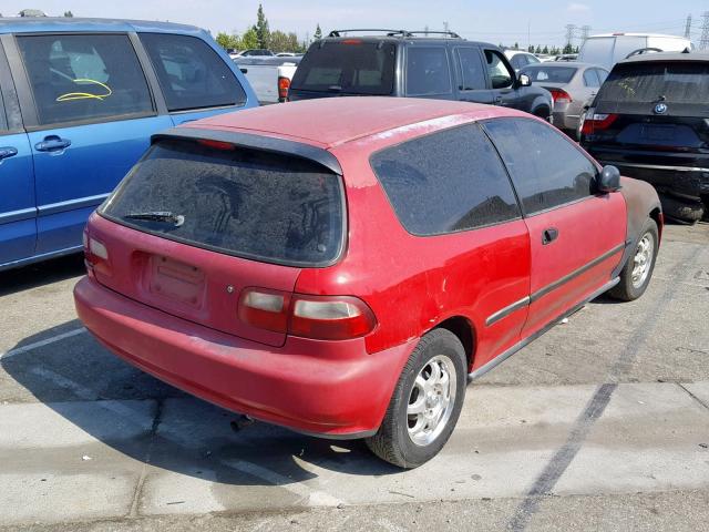 2HGEH2459NH525465 - 1992 HONDA CIVIC DX RED photo 4