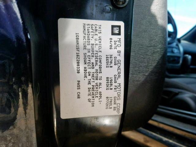 1G8AN15F16Z200330 - 2006 SATURN ION LEVEL BLACK photo 10