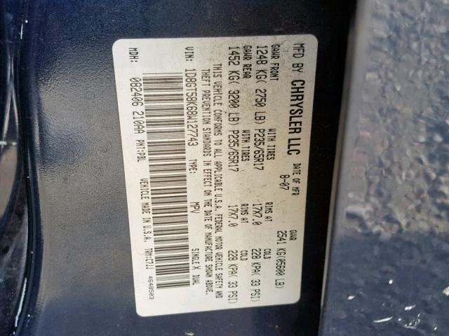 1D8GT58K68W127743 - 2008 DODGE NITRO SLT BLACK photo 10