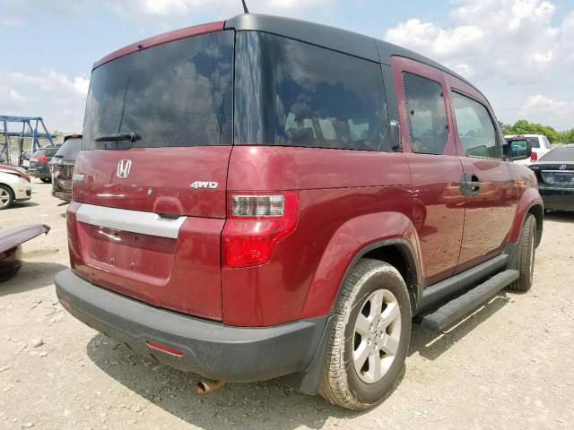 5J6YH2H78BL006990 - 2011 HONDA ELEMENT EX MAROON photo 4