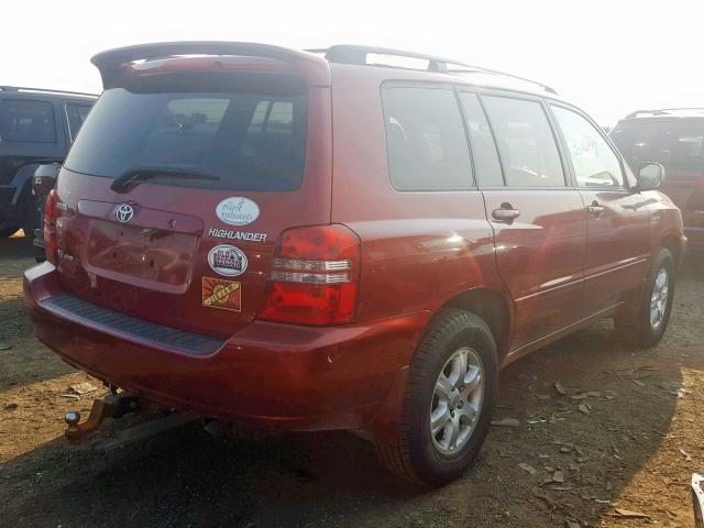 JTEHF21AX30147933 - 2003 TOYOTA HIGHLANDER RED photo 4