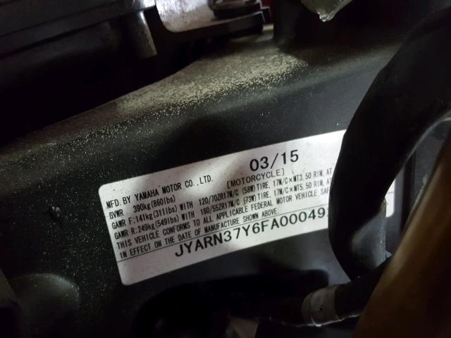 JYARN37Y6FA000492 - 2015 YAMAHA FJ09 C RED photo 10