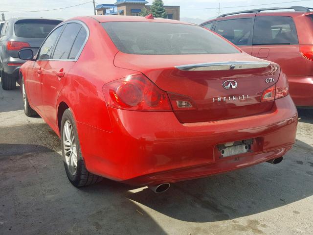 JN1CV6AR5AM453493 - 2010 INFINITI G37 RED photo 3