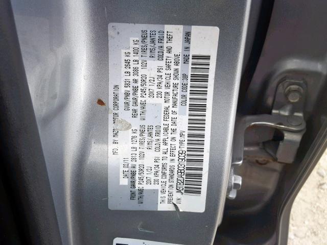 JM3TB2DA9B0319039 - 2011 MAZDA CX-9 SILVER photo 10