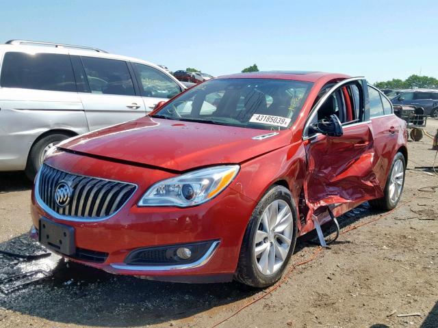 2G4GR5GX6F9285043 - 2015 BUICK REGAL PREM RED photo 2