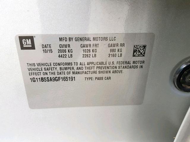 1G11B5SA9GF165191 - 2016 CHEVROLET MALIBU LIM SILVER photo 10