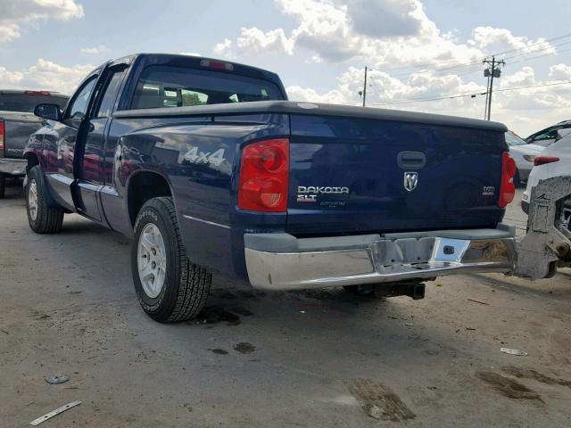 1D7HW42N25S331732 - 2005 DODGE DAKOTA SLT BLUE photo 3