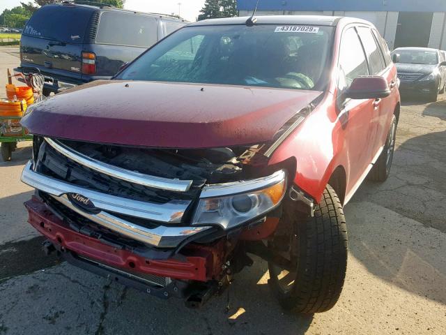 2FMDK3JC9DBA31432 - 2013 FORD EDGE SEL RED photo 2