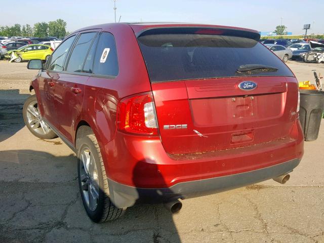 2FMDK3JC9DBA31432 - 2013 FORD EDGE SEL RED photo 3