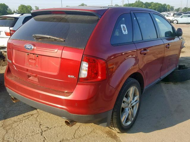 2FMDK3JC9DBA31432 - 2013 FORD EDGE SEL RED photo 4