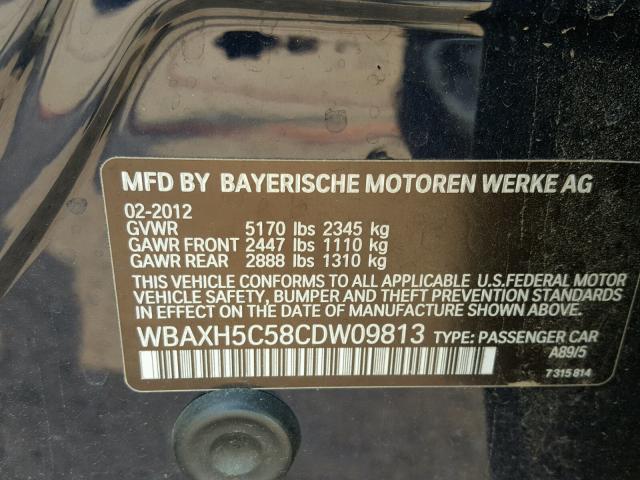 WBAXH5C58CDW09813 - 2012 BMW 528 XI BLUE photo 10