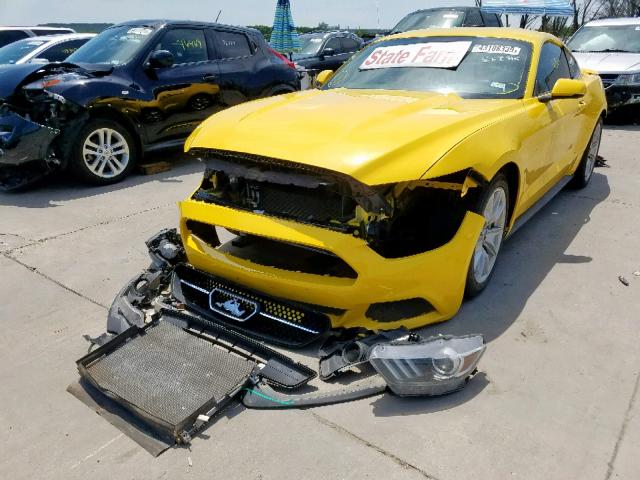 1FA6P8CFXF5305883 - 2015 FORD MUSTANG GT YELLOW photo 2