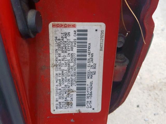 JT2EL56E4S7008277 - 1995 TOYOTA TERCEL DX RED photo 10