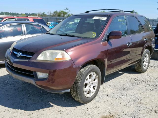 2HNYD18851H533704 - 2001 ACURA MDX TOURIN BURGUNDY photo 2