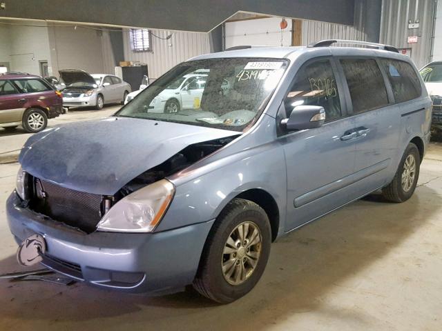 KNDMG4C71B6393472 - 2011 KIA SEDONA LX BLUE photo 2