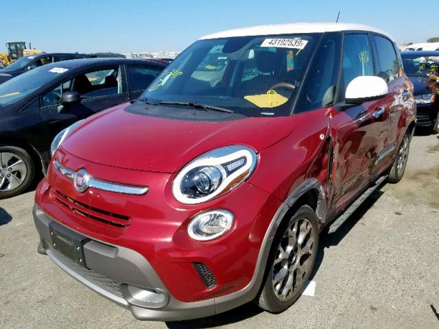 ZFBCFADH0FZ032648 - 2015 FIAT 500L TREKK RED photo 2