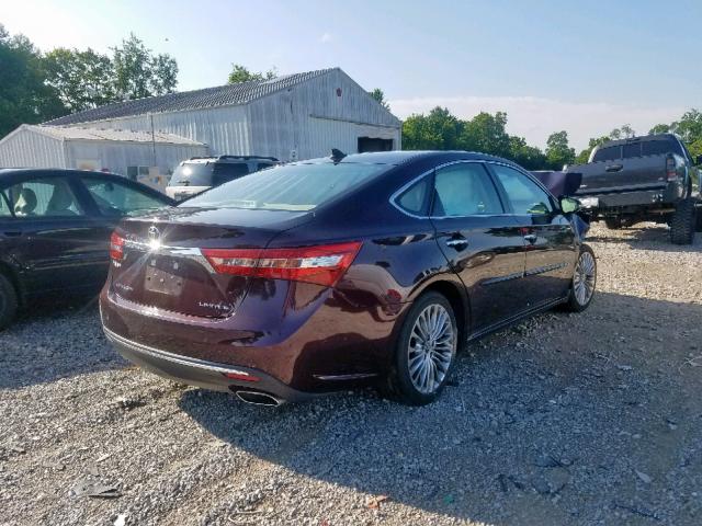 4T1BK1EB1JU267298 - 2018 TOYOTA AVALON XLE BURGUNDY photo 4