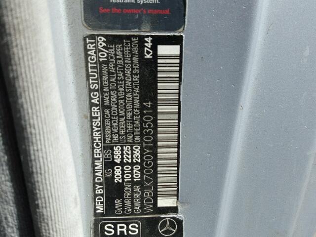 WDBLK70G0YT035014 - 2000 MERCEDES-BENZ CLK 430 SILVER photo 10