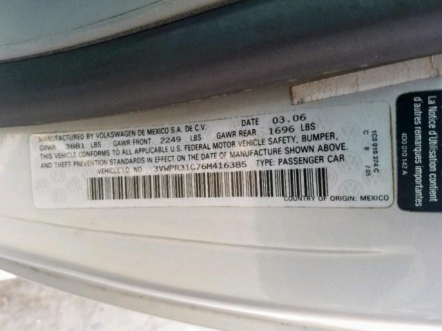 3VWPR31C76M416385 - 2006 VOLKSWAGEN NEW BEETLE ვერცხლისფერი ფოტო 10