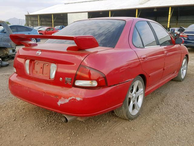 3N1AB51DX2L705636 - 2002 NISSAN SENTRA SE- RED photo 4