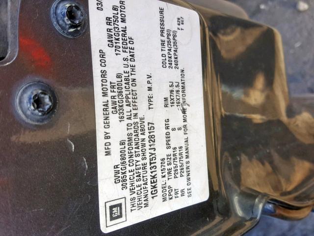 1GKEK13T5YJ128157 - 2000 GMC YUKON GRAY photo 10