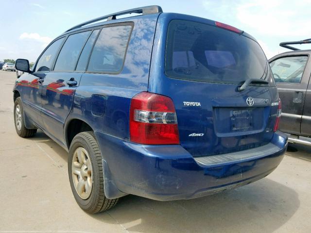 JTEHD21A770046425 - 2007 TOYOTA HIGHLANDER BLUE photo 3