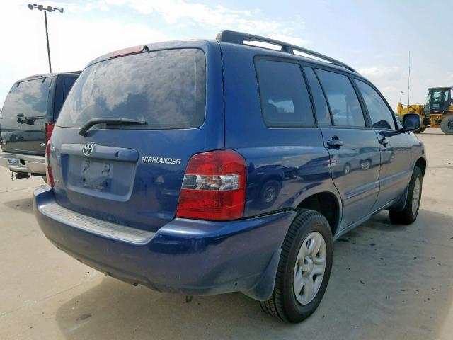 JTEHD21A770046425 - 2007 TOYOTA HIGHLANDER BLUE photo 4