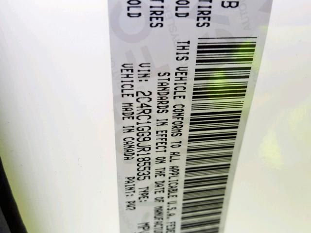 2C4RC1GG9JR185535 - 2018 CHRYSLER PACIFICA L WHITE photo 10