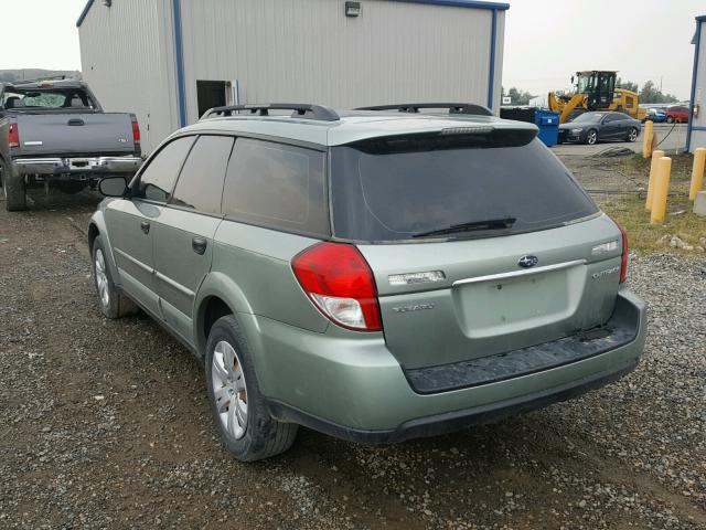 4S4BP60C297320938 - 2009 SUBARU OUTBACK GREEN photo 3