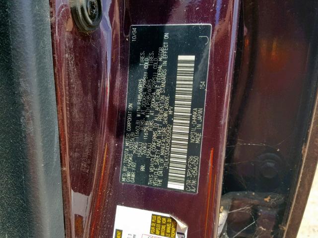 JTLKT334X54005842 - 2005 TOYOTA SCION XB 栗色 照片 10