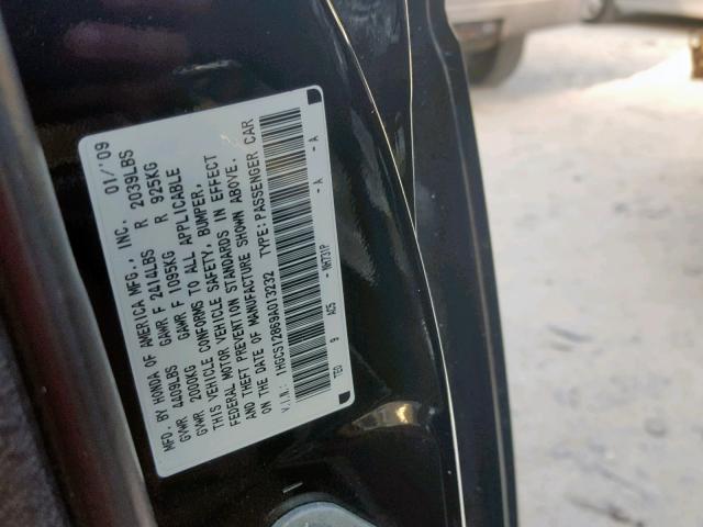 1HGCS12869A013232 - 2009 HONDA ACCORD EXL BLACK photo 10