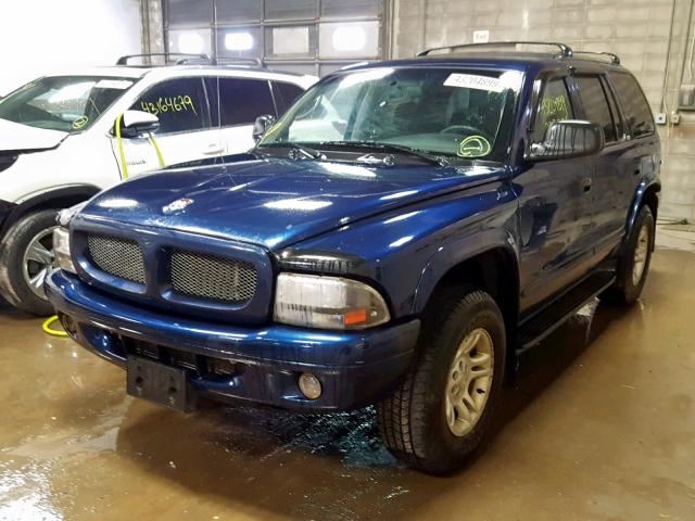 1B4HS48N12F125008 - 2002 DODGE DURANGO SL BLUE photo 2