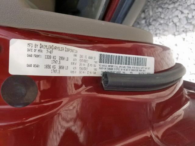 1J8HG48K48C100682 - 2008 JEEP COMMANDER BURGUNDY photo 10