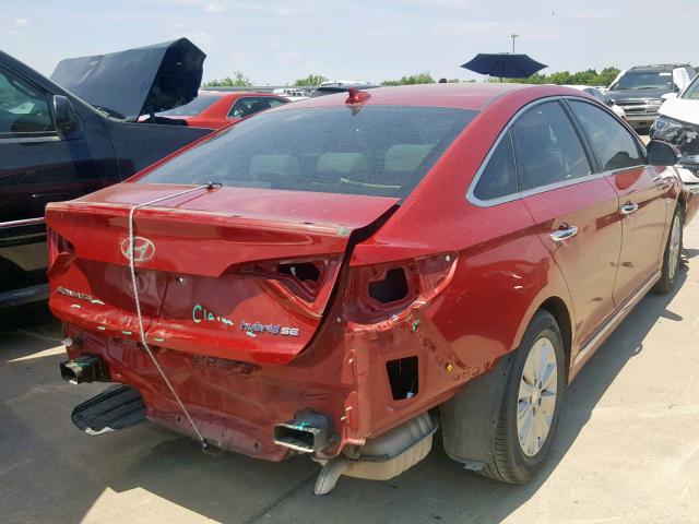 KMHE24L15GA015377 - 2016 HYUNDAI SONATA HYB RED photo 4