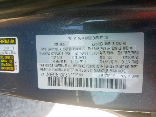 JM3ER293770118777 - 2007 MAZDA CX-7 BLUE photo 10