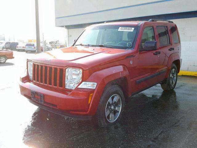 1J8GN28K18W152338 - 2008 JEEP LIBERTY SP RED photo 2